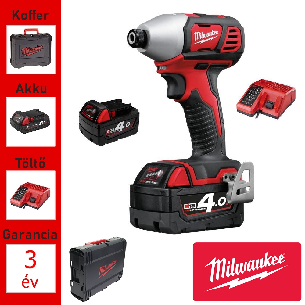 Milwaukee 18V akkus ütvecsavarozó 180Nm + 2akku, töltő, koffer